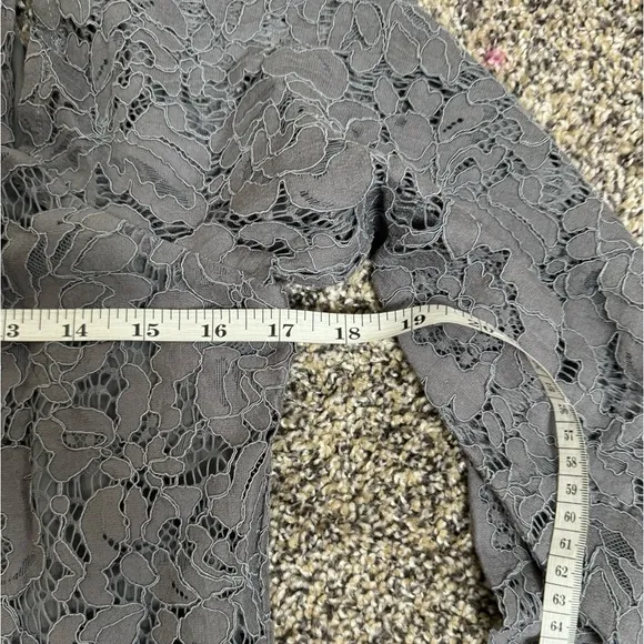 Chaser Vintage Lace Open Back Cold Shoulder Gray Mini Dress M