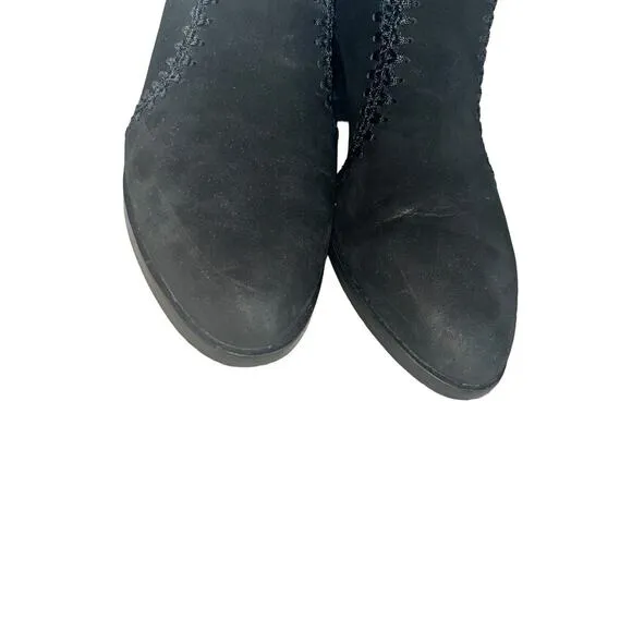 Chelsea Violet Women Ankle Booties Boots 8M Leather Suede Mid Heel Black EUC
