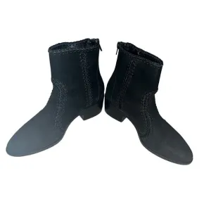 Chelsea Violet Women Ankle Booties Boots 8M Leather Suede Mid Heel Black EUC