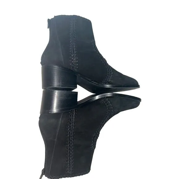 Chelsea Violet Women Ankle Booties Boots 8M Leather Suede Mid Heel Black EUC