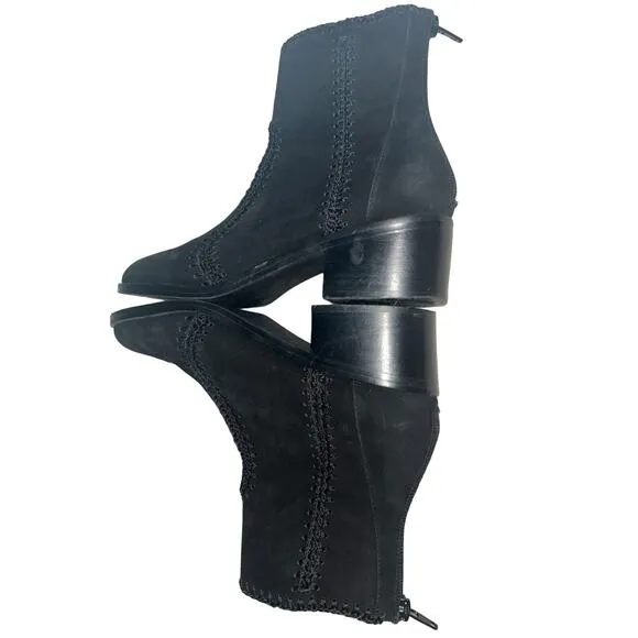 Chelsea Violet Women Ankle Booties Boots 8M Leather Suede Mid Heel Black EUC