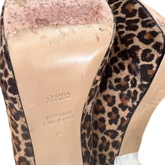 CHIARA FERRAGNI 130MM LEOPARD PRINTED ANKLE BOOTS 10