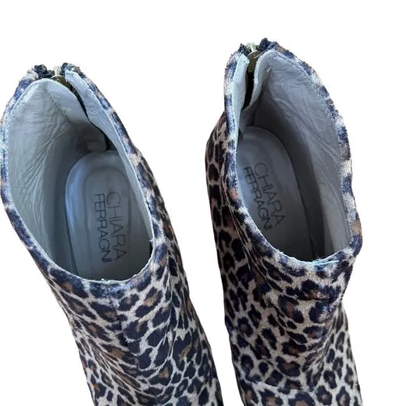 CHIARA FERRAGNI 130MM LEOPARD PRINTED ANKLE BOOTS 10