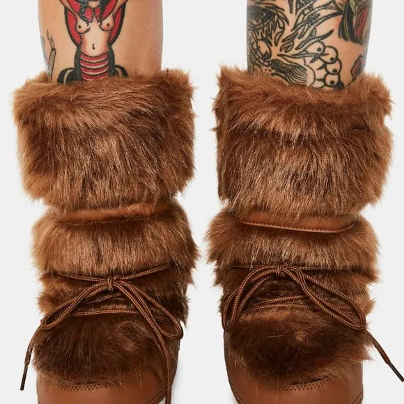 CHOCOLATE BADDIE BURR FUZZY BOOTS