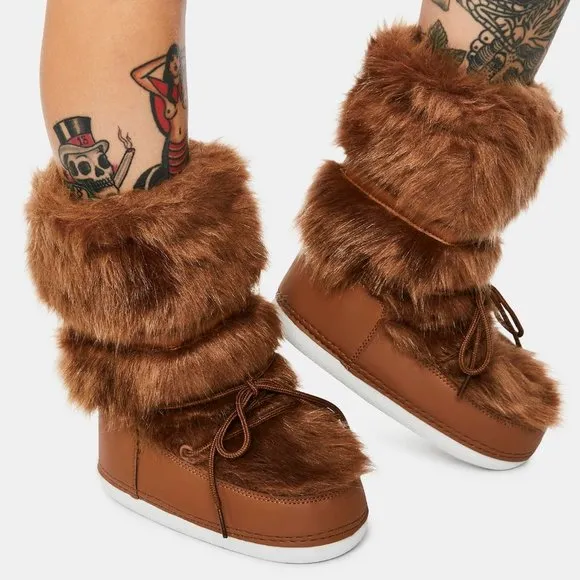 CHOCOLATE BADDIE BURR FUZZY BOOTS