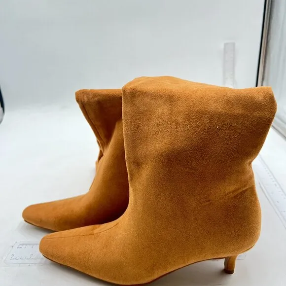 Chodolate Suede Low Heel Pull on Stylish Knee High Boots Square Toe Winter Party