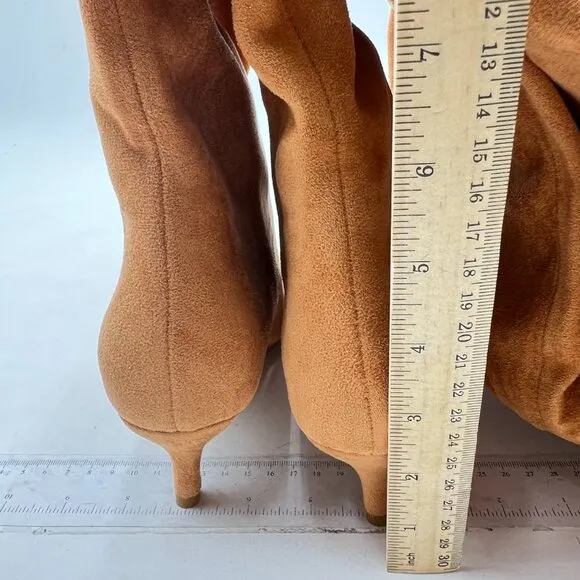 Chodolate Suede Low Heel Pull on Stylish Knee High Boots Square Toe Winter Party