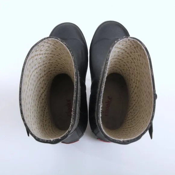 Chooka Mid Cafe Racer Herringbone Rain Boots in Black Women Size 6