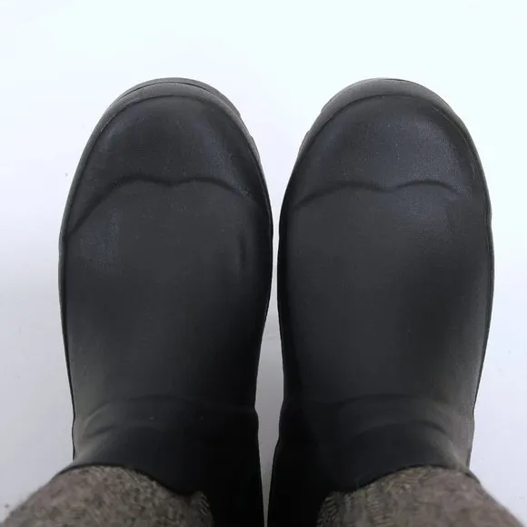 Chooka Mid Cafe Racer Herringbone Rain Boots in Black Women Size 6