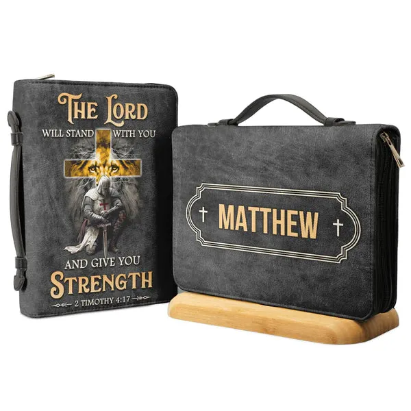 Christianart Bible Cover, Divine Guardian Bible Cover with 2 Timothy 4:17 Verse.