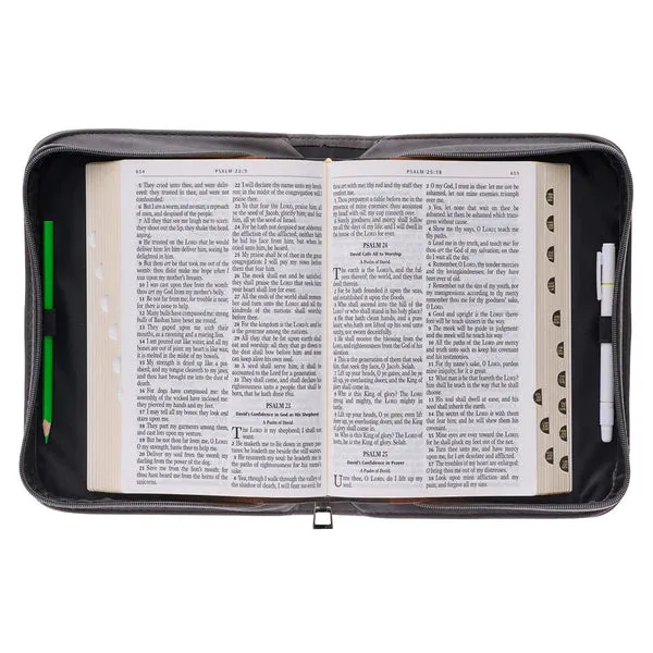 Christianart Bible Cover, Divine Guardian Bible Cover with 2 Timothy 4:17 Verse.