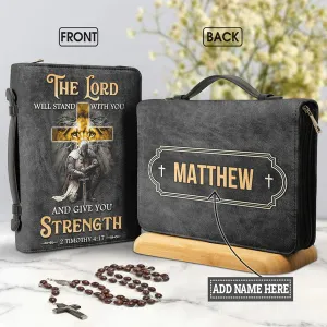 Christianart Bible Cover, Divine Guardian Bible Cover with 2 Timothy 4:17 Verse.