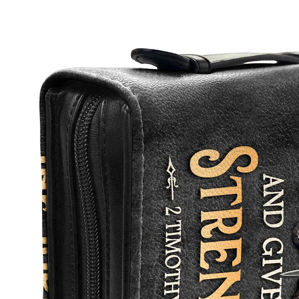 Christianart Bible Cover, Divine Guardian Bible Cover with 2 Timothy 4:17 Verse.