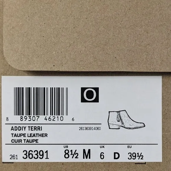 Clarks Addiy Terri Ankle Boots, Taupe Leather, Womens 8.5 M