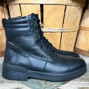 Clarks Black Leather Wool Fur Lined Waterproof Lace-Up Zip Snow Boots Mens 10