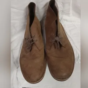 Clarks Boots Chukka Ankle  Suede Leather Brown Size 12