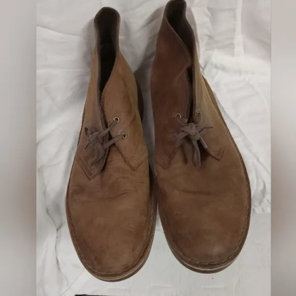 Clarks Boots Chukka Ankle  Suede Leather Brown Size 12