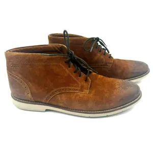CLARKS Boots Men's 13 Raspin Limit Tobacco Brown Suede Leather #26103203