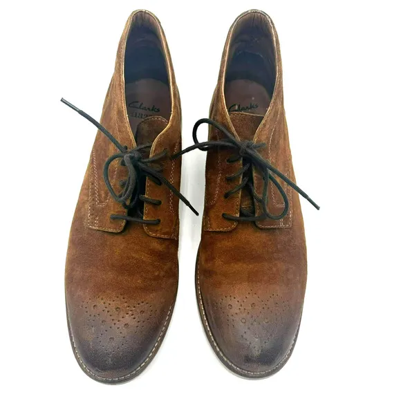 CLARKS Boots Men's 13 Raspin Limit Tobacco Brown Suede Leather #26103203
