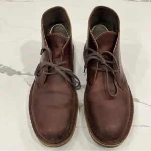 Clarks Bushacre Chukka Boots Men Size US 8.5 Dark Brown Leather Classic 34135