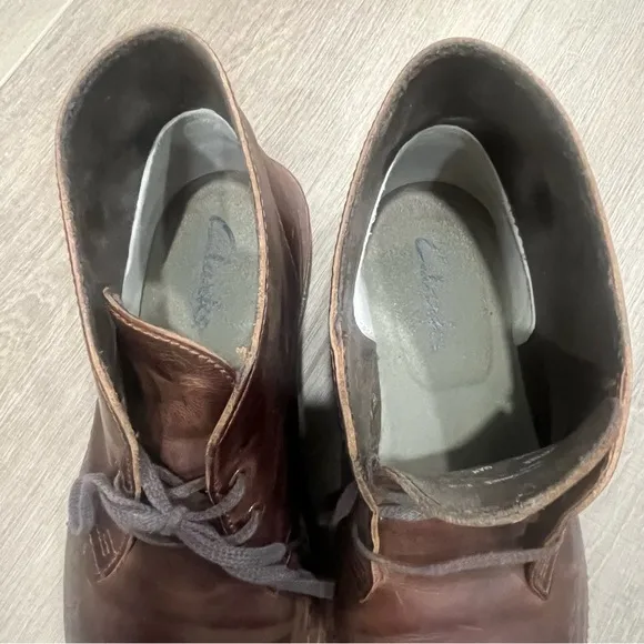 Clarks Bushacre Chukka Boots Men Size US 8.5 Dark Brown Leather Classic 34135