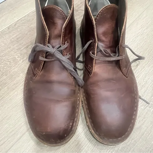 Clarks Bushacre Chukka Boots Men Size US 8.5 Dark Brown Leather Classic 34135