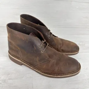 Clarks Bushacre Chukka Desert Boots Men Size 10.5 M Leather Brown Lace Up Shoes