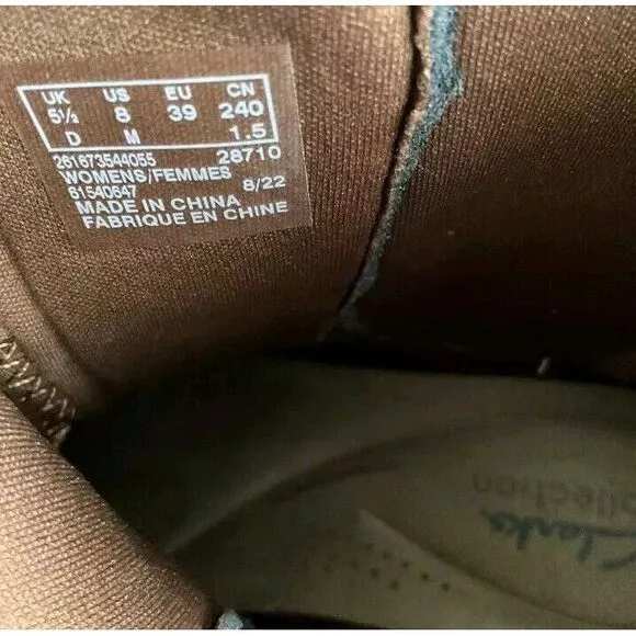 Clarks Collection Bootie Women 8M Dark Tan‎ Suede Caroline Lilly Chelsea Boots