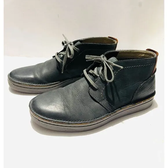 Clarks collection cushion soft chukka ankle boots gray leather casual men 8