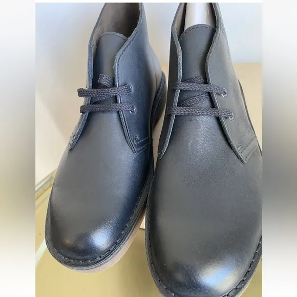 Clarks Mens Black Leather Cuir Lace-Up Chukka Boots Shoes - MEN SZ 8, 9
