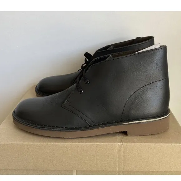Clarks Mens Black Leather Cuir Lace-Up Chukka Boots Shoes - MEN SZ 8, 9