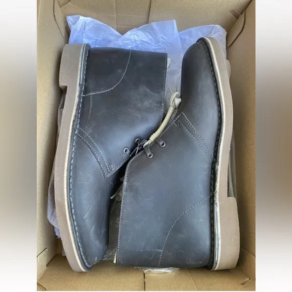 Clarks Mens Graphite Leather Cuir Lace-Up Chukka Boots Shoes 26147285- MEN 7.5