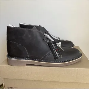 Clarks Mens Graphite Leather Cuir Lace-Up Chukka Boots Shoes 26147285- MEN 7.5