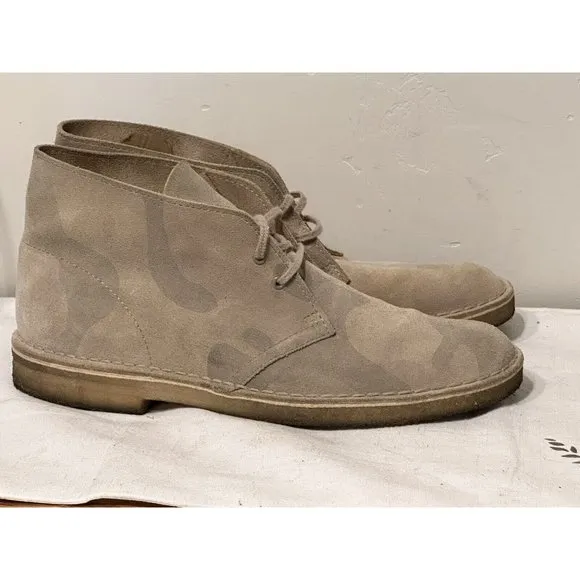 CLARKS “Originals”‎ Stone Camo Suede Chukka Desert Boots Style 13292 sz. 10.5