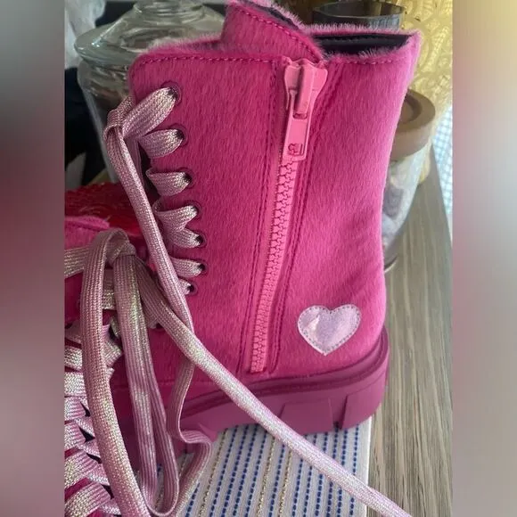 Club Exx by Dolls kill  Boots Womens Size 7M Pink Hearts Platform Shoes NEW