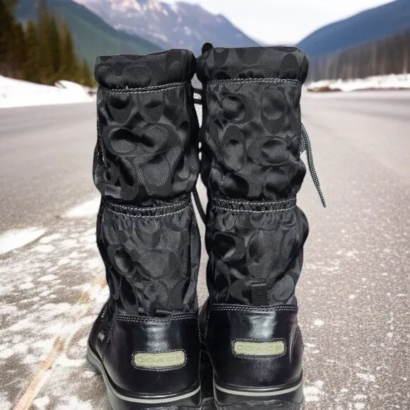 COACH ( 7.5 ) SHAINE Signature Nylon All Weather Nylon Mid Calf Rain/WinterBoots