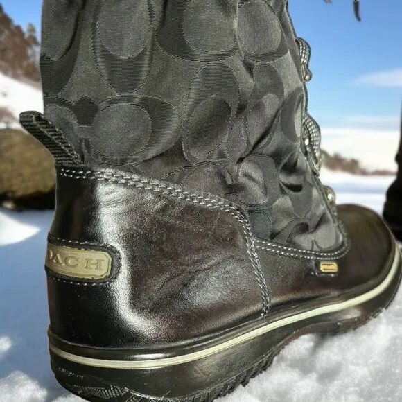 COACH ( 7.5 ) SHAINE Signature Nylon All Weather Nylon Mid Calf Rain/WinterBoots