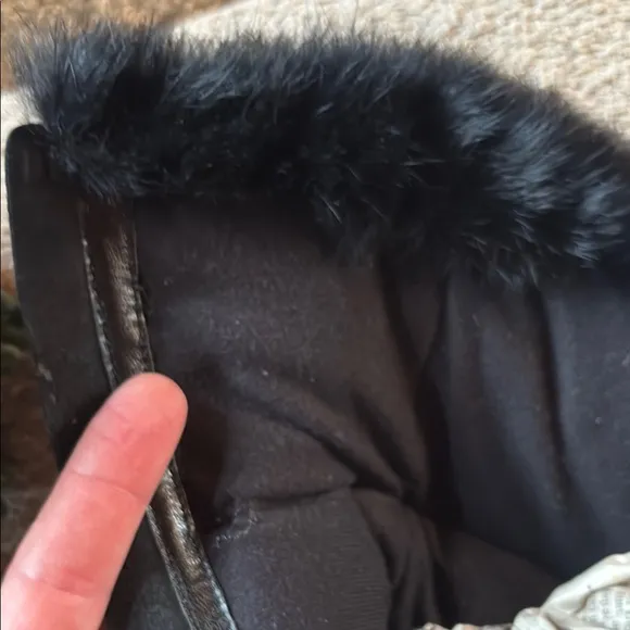 Coach Black Fur Trim Patterned Boots