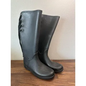 Coach Black Women’s Tristee Rain boots With Lace Up Back Size 8B