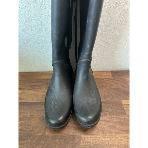 Coach Black Women’s Tristee Rain boots With Lace Up Back Size 8B