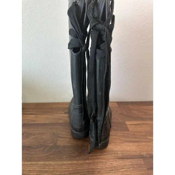 Coach Black Women’s Tristee Rain boots With Lace Up Back Size 8B