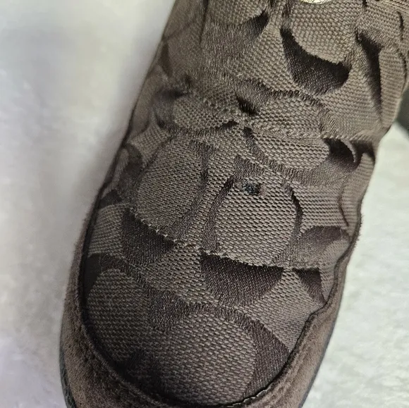 COACH brown swayed fur winter boots