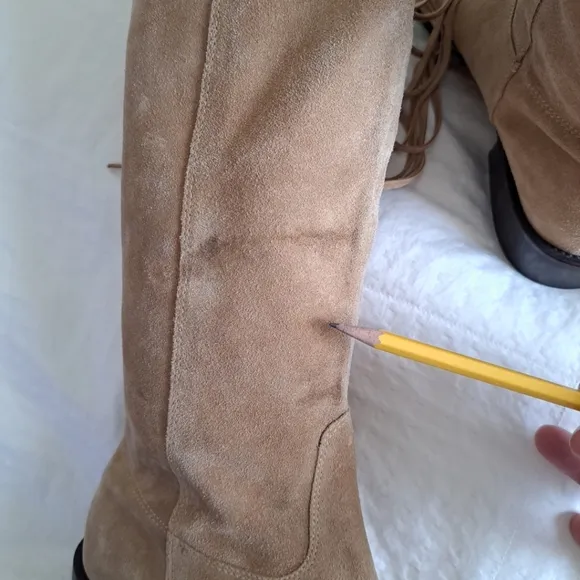 COACH Camel Suede Fringe Arianna Boots Sz 8.5 Ladies 1 Stained Area See Last Pic