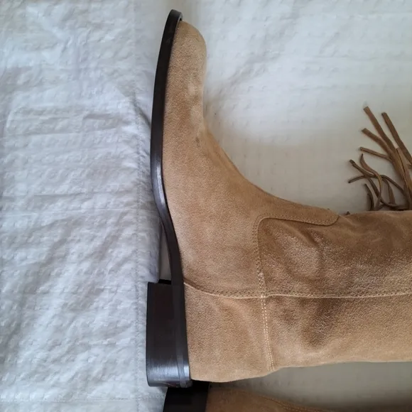 COACH Camel Suede Fringe Arianna Boots Sz 8.5 Ladies 1 Stained Area See Last Pic
