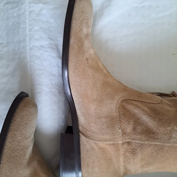 COACH Camel Suede Fringe Arianna Boots Sz 8.5 Ladies 1 Stained Area See Last Pic