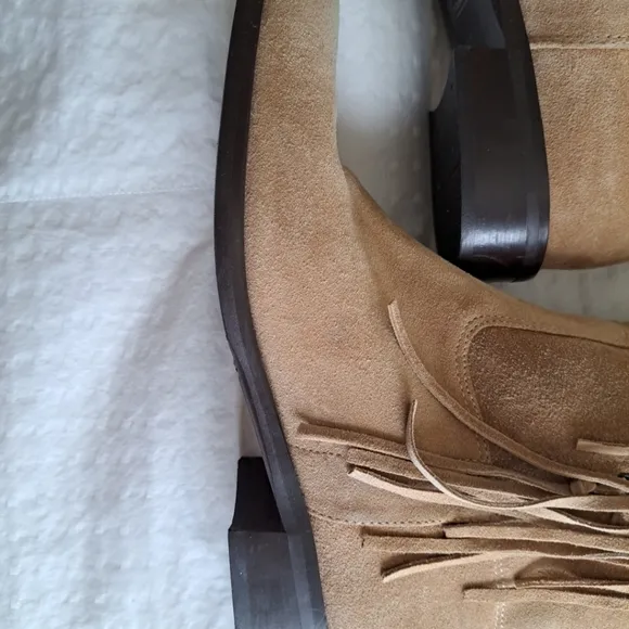 COACH Camel Suede Fringe Arianna Boots Sz 8.5 Ladies 1 Stained Area See Last Pic