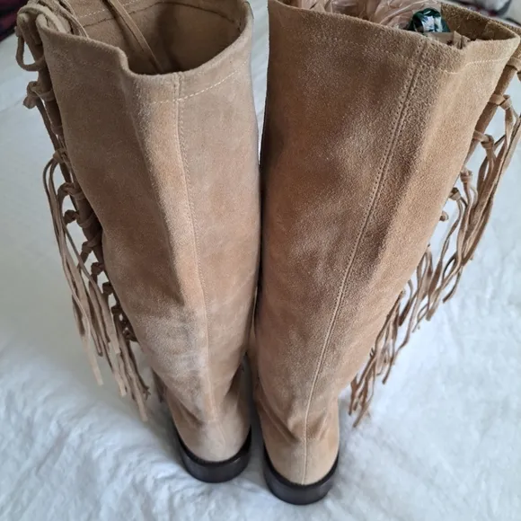COACH Camel Suede Fringe Arianna Boots Sz 8.5 Ladies 1 Stained Area See Last Pic