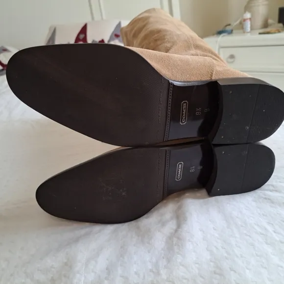 COACH Camel Suede Fringe Arianna Boots Sz 8.5 Ladies 1 Stained Area See Last Pic