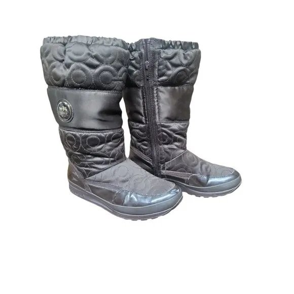 Coach Drexel Quilted Puffer Boots Chocolate Brown Mid Calf Women's Size 7 A7274