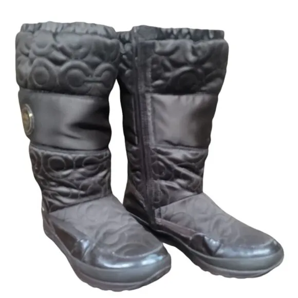 Coach Drexel Quilted Puffer Boots Chocolate Brown Mid Calf Women's Size 7 A7274